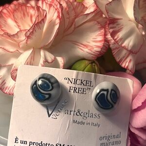 Venice Art & Glass Blue and White Earrings